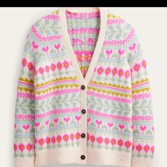 Boden Sweaters - Fluffy Fair Isle Cardigan Size Small